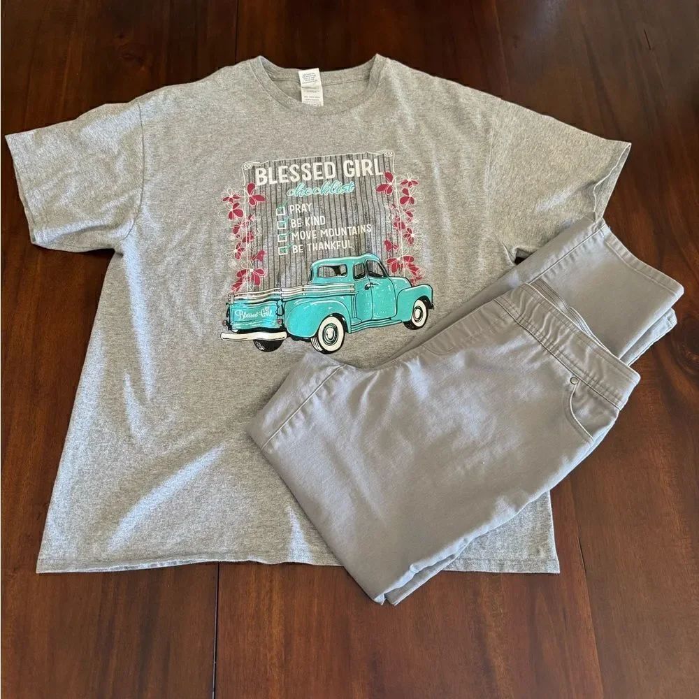 Women’s Pants and Blessed Girl Tee Shirt Set Pant Size 12P Shirt XL